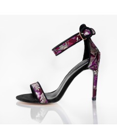 Purple and Black Sandals with High Heels - Catalina
